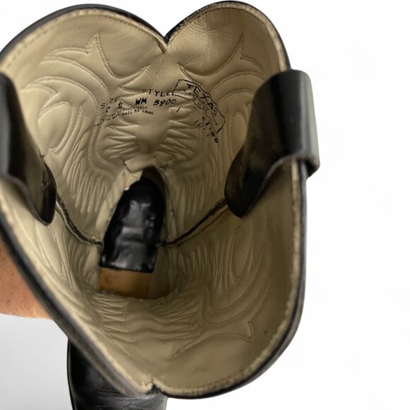 Texas Black Leather Western Cowboy Cowgirl Boots Women's 7 D - Picture 11 of 15